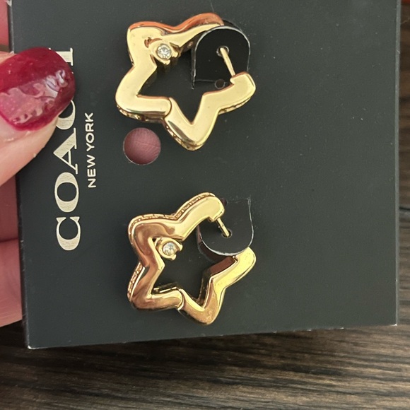 Coach Gold Star-Shaped Hoop Earrings - Picture 5 of 8